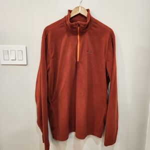 Eddie Bauer Fleece Mens TXL Polartec Red Orange 1/4 Zip Pullover Sweater Hiking